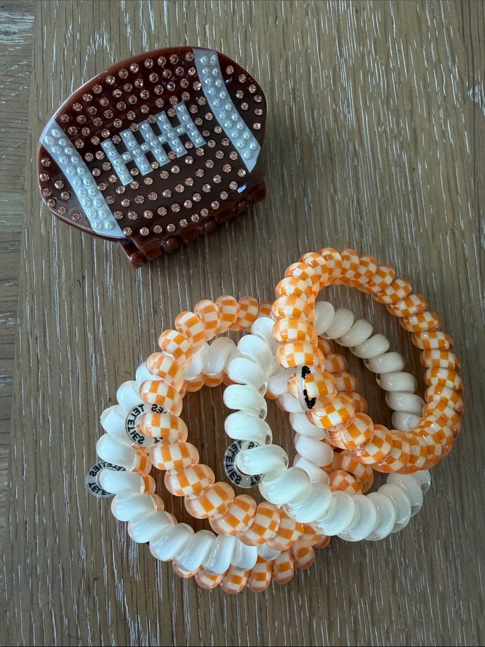 Piper K Rhinestone Football Hair Clip TELETIES Game Day Hair Ties Tennessee VOLS